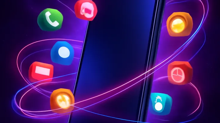 75JL COM - Sleek smartphone floating in space 75JL COM Sleek smartphone floating in space